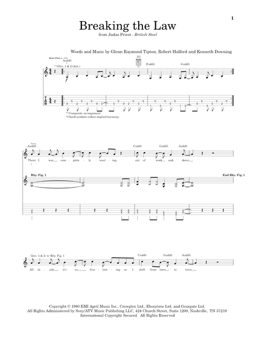 Breaking The Law - Judas Priest (Guitar Tab)