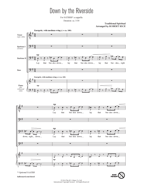Down By The Riverside (Arr. Robert Rice) - The King's Singers (Choral, SATBBB)