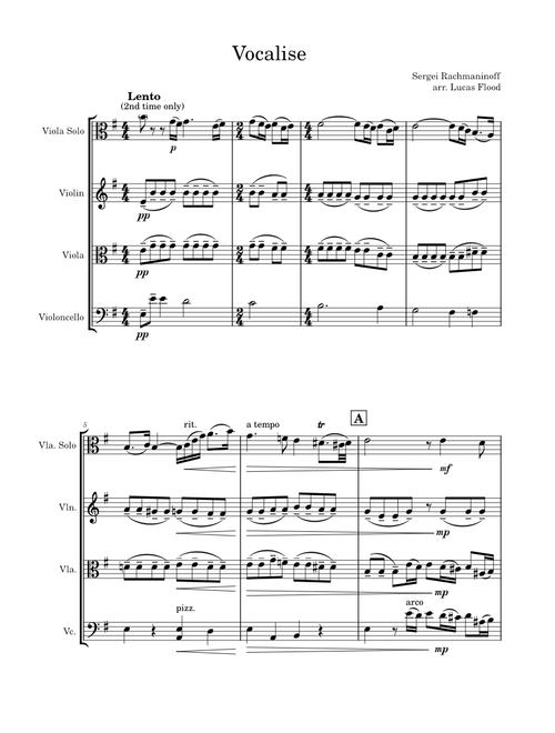Vocalise – Sergei Rachmaninoff, (Viola+ String Trio)