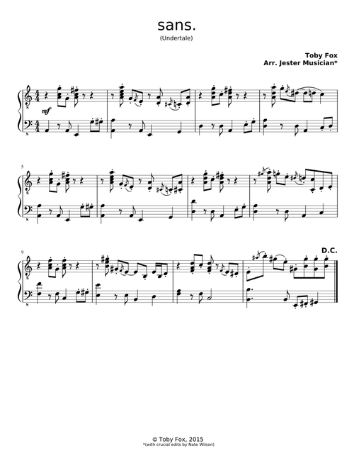 sans. (from Undertale, for piano)