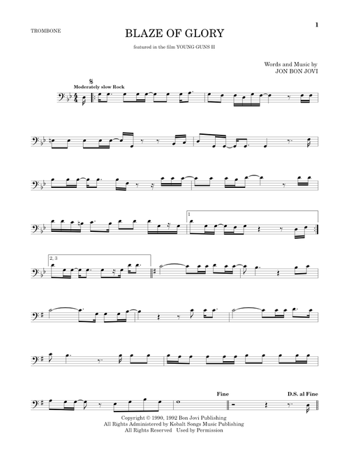 Blaze Of Glory - Jon Bon Jovi (Trombone Solo)