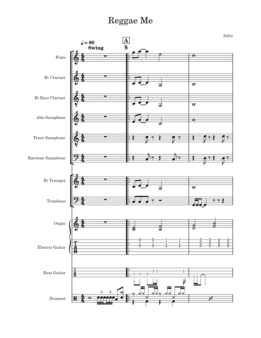 Reggae Me Sheet music for Trombone, Organ, Flute, in bflat