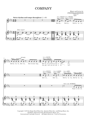 Company - Stephen Sondheim Sheet Music for Piano, Synthesizer (Mixed ...