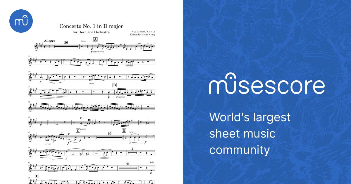 Concerto No. 1 in D major – Wolfgang Amadeus Mozart Sheet Music