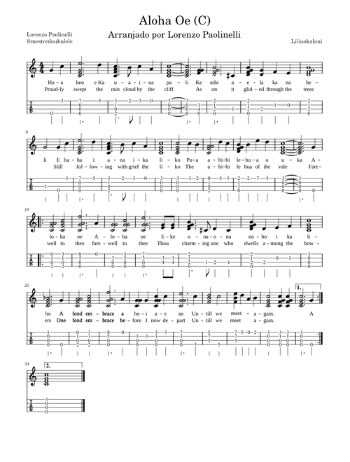 Aloha 'Oe – Liliuokalani Fingerstyle