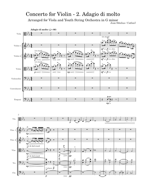 Jean Sibelius - Concerto for Violin in D Minor (2. Adagio di molto) – Arranged for Viola & YSO