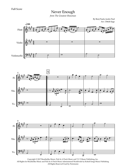Never Enough (Arr. Ottirb Sage) - The Greatest Showman Ensemble (Small Ensemble)