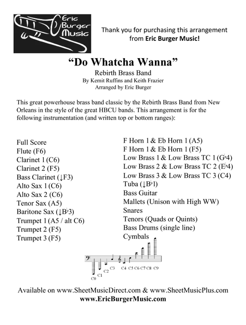 Do Whatcha Wanna (Arr. Eric Burger) - Rebirth Brass Band (Marching Band)
