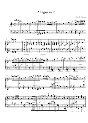 Joseph Haydn - Allegro Scherzando Sheet Music for Piano (Piano Duo