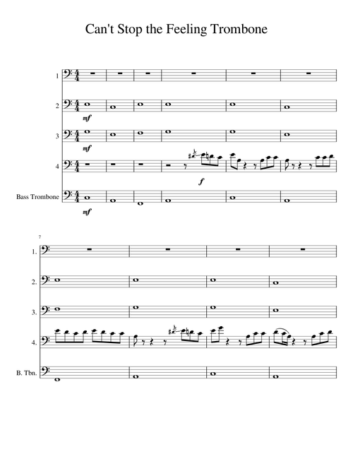 Can't Stop the Feeling Trombone Quintet