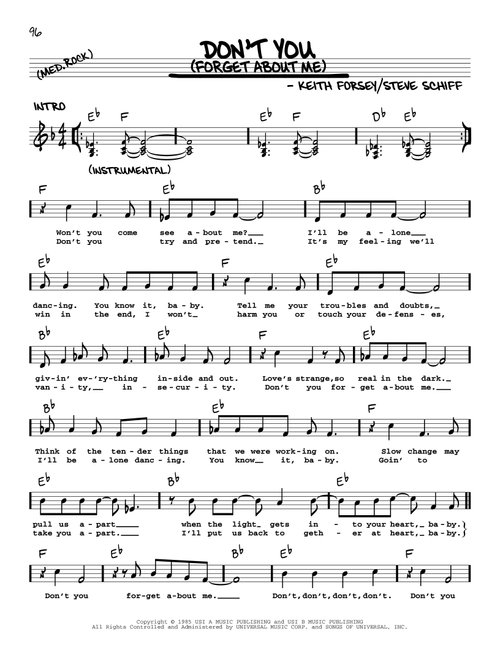 Don't You (Forget About Me) - Simple Minds (Real Book - Melody-Chords-Lyrics)