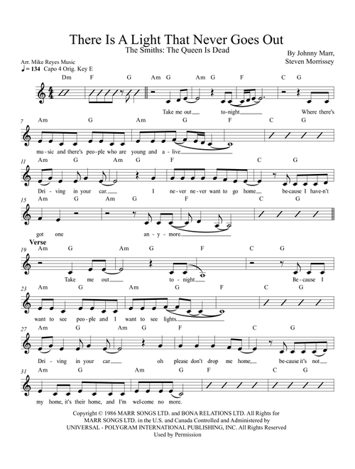 There Is A Light That Never Goes Out (Arr. Mike Reyes Music) - The Smiths (Guitar Chords-Lyrics)