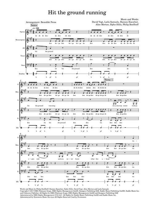 Hit The Ground Running (Arr. Benedikt Perse) - Hannes Buescher, Alice Merton, Sipho Sililo (Choral, Mixed Choir)