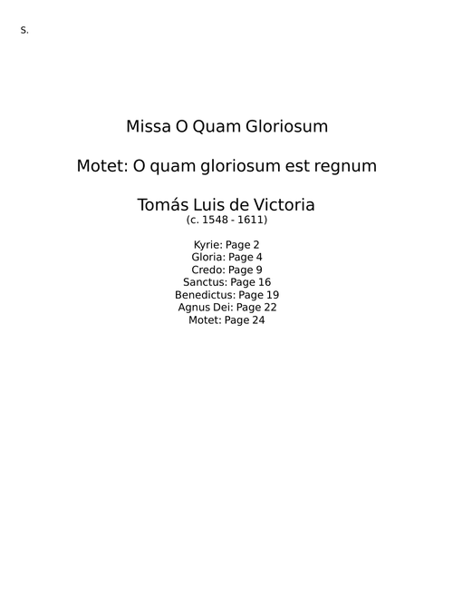 Missa O Quam Gloriosum - Tomás Luis de Victoria
