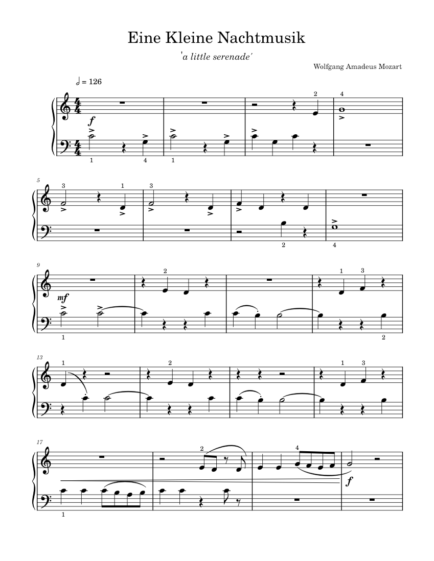Eine kleine Nachtmusik, K.525 – Wolfgang Amadeus Mozart Sheet Music for ...