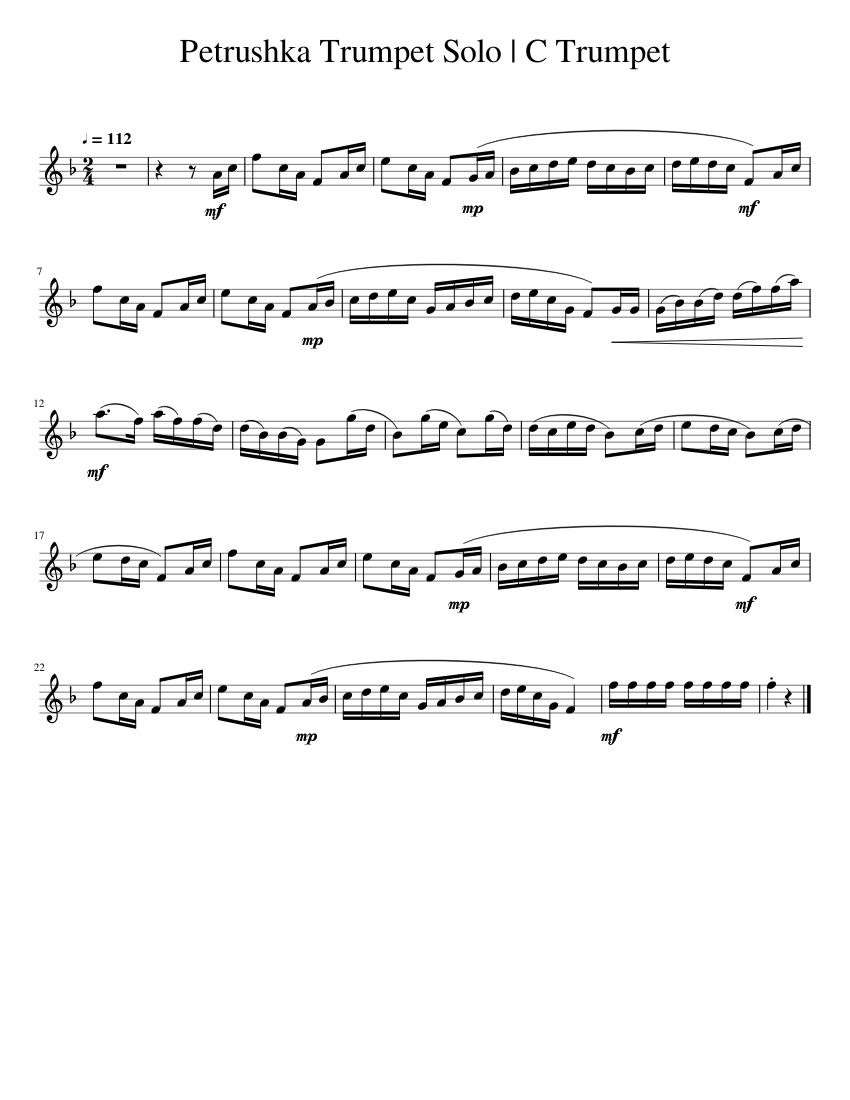 Petrushka Trumpet Solo For C Trumpet Sheet music for Trumpet in c (Solo)