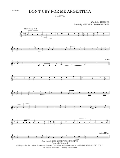 Don't Cry For Me Argentina - Madonna (Trumpet Solo)