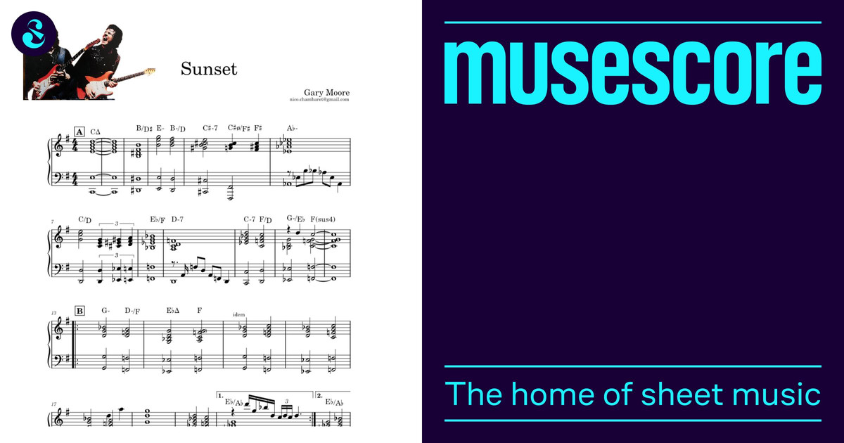 Sunset – Gary Moore Sheet Music with Chords for Piano (Solo