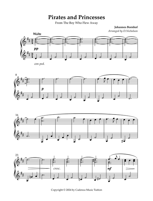 Pirates and Princesses (Arr. Daniel Nicholson) - Johannes Bornhof (Piano Solo)
