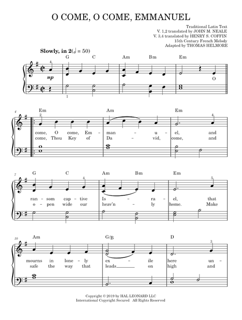 O come, o come, emmanuel (Easy Piano)