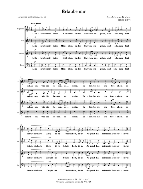 Erlaube mir – Johannes Brahms
