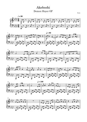 Akeboshi (明け星) – LiSA (Piano cover) Sheet Music for Piano
