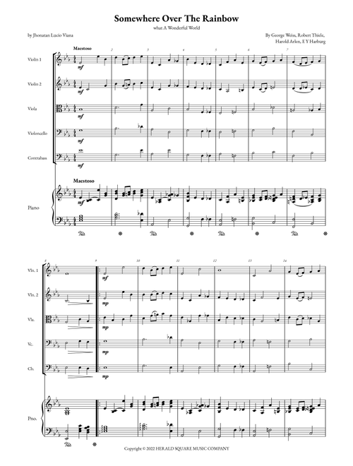 Somewhere Over The Rainbow/what A Wonderful World (Arr. Jhonatan Lucio Viana) - E Y Harburg, George Weiss, Harold Arlen (String Ensemble)