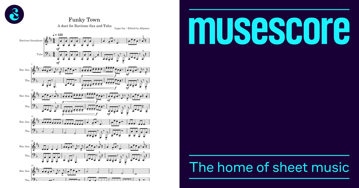 Funky town – Donna Summer Sheet Music for Tuba, Saxophone baritone ...