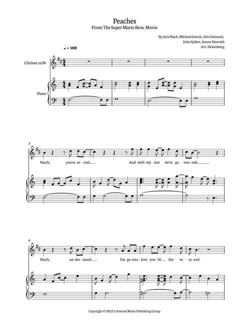 Peaches (Arr. Heisenberg) - Jack Black (Clarinet and Piano)