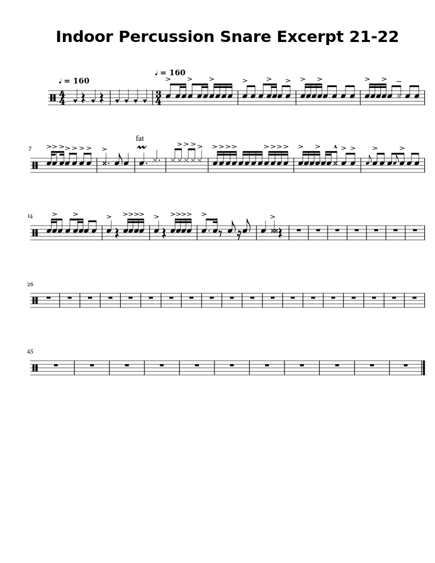 Indoor Percussion Snare Excerpt 2122 Sheet music for Snare drum