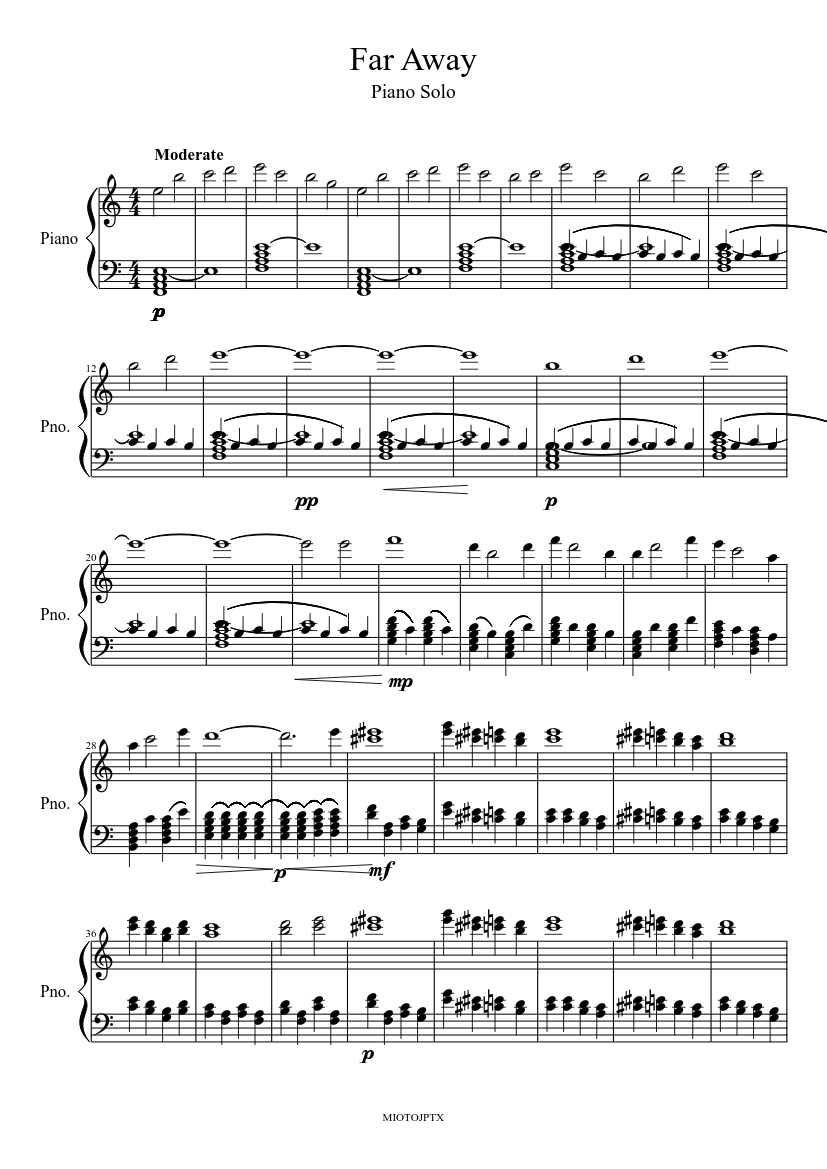 Soldado triple Arturo Far Away (A Sad Piano Tune) Sheet music for Piano (Solo) | Musescore.com