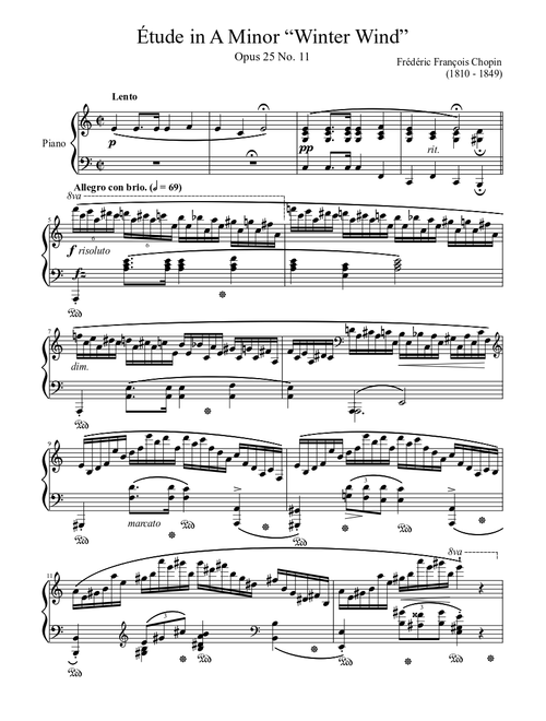 Étude Opus 25 No. 11, “Winter Wind” in A Minor