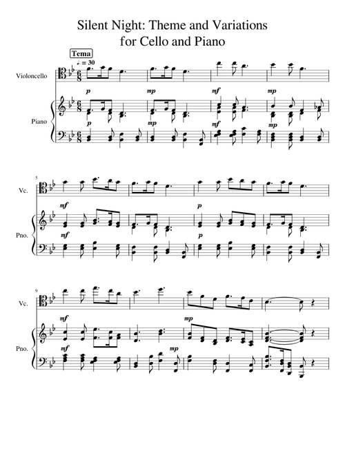 Silent Night: Theme and Variations for Cello and Piano