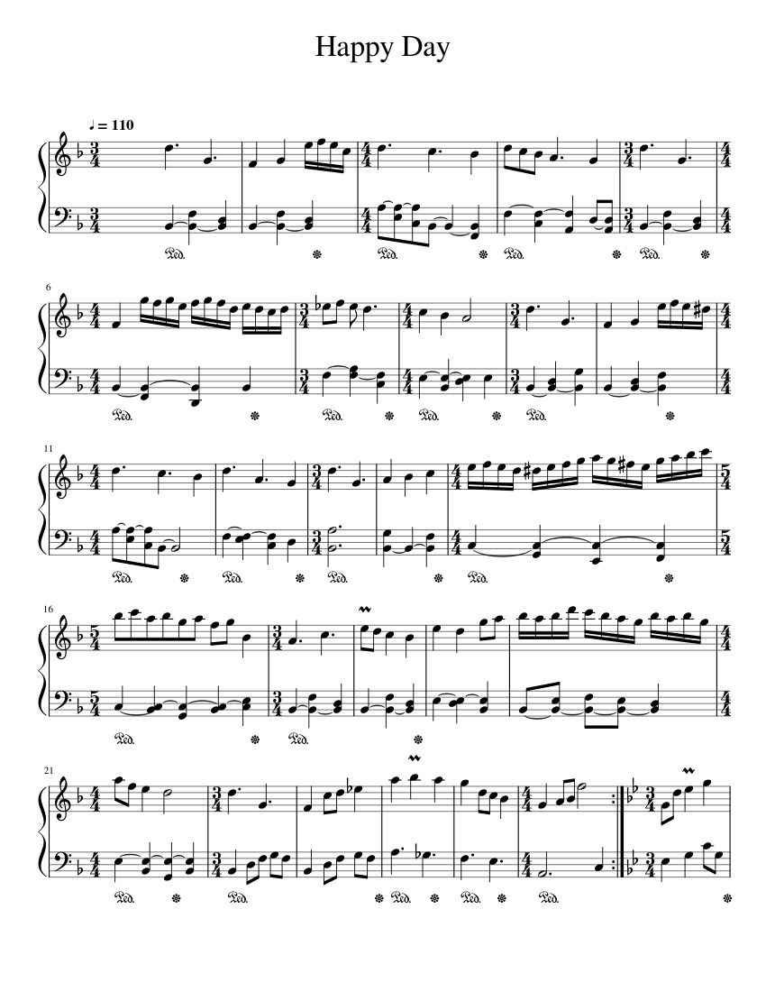 Happy Day Sheet Music for Piano (Solo) | MuseScore.com
