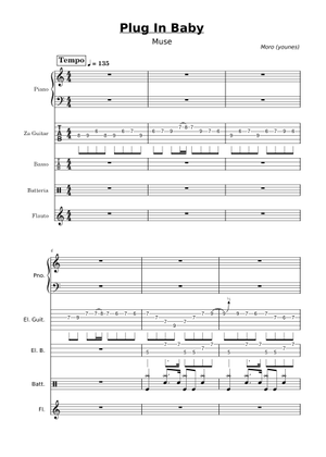 Plug in baby – Muse Sheet Music and Tab for Bass guitar (Mixed Duet ...