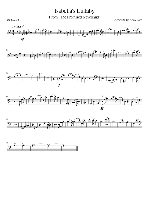 The Promised Neverland - Isabella's Lullaby Solo Cello Arrangement
