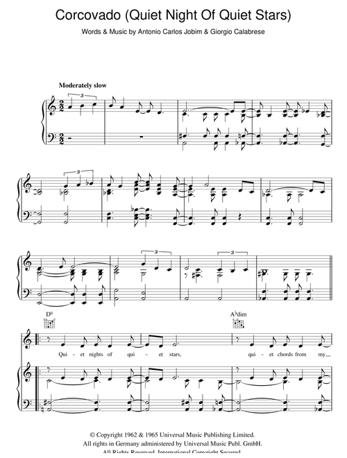 Corcovado (Quiet Nights Of Quiet Stars) - Antonio Carlos Jobim (Piano-Vocal-Guitar (Piano Accompaniment))