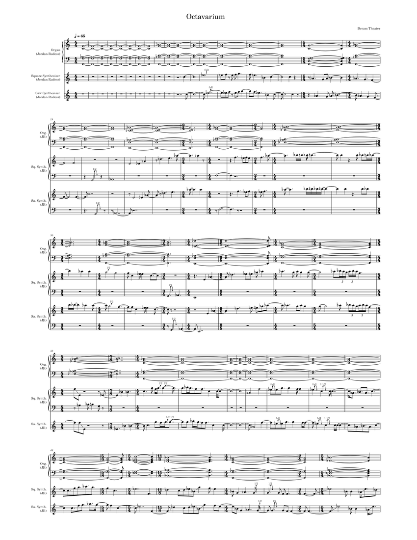 Octavarium – Dream Theater Sheet Music and Tab for Piano, Organ