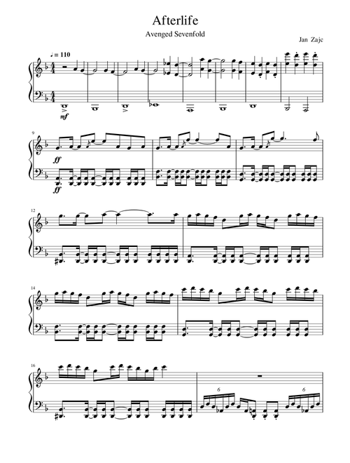 Afterlife (Arr. Jan Zajc) - Avenged Sevenfold (Easy Piano)