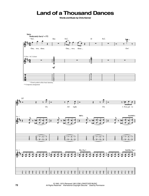 Land Of A Thousand Dances - Wilson Pickett (Guitar Tab)