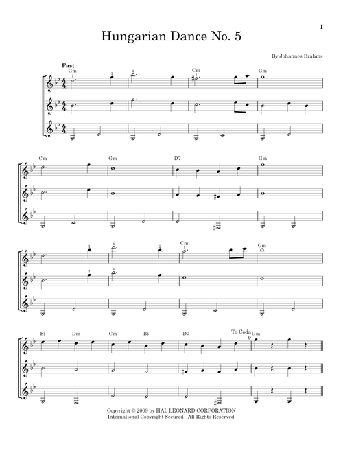 Hungarian Dance No. 5 - Johannes Brahms (Guitar Ensemble)