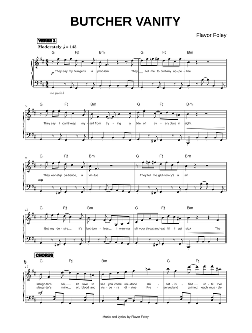 BUTCHER VANITY - Flavor Foley (Piano)
