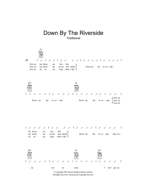 Down By The Riverside - African-American Spiritual (Guitar Chords-Lyrics)