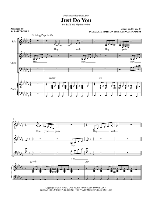 Just Do You (Arr. Sarah Zegree) - India.Arie (Choral, SATB)