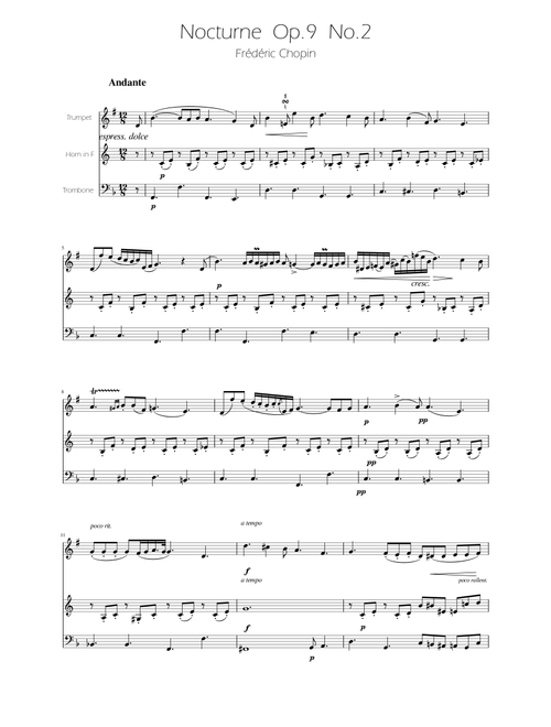 Chopin - Nocturne op.9 No.2 - Brass Trio (Arr. Ygor Nunes) - Fédéric Chopin (Brass Ensemble)