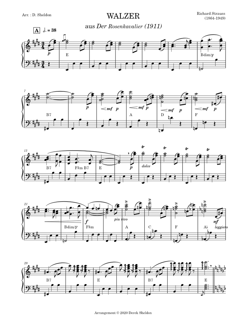 Der Rosenkavalier – Richard Strauss Sheet Music with Chords for
