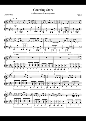 Counting stars – OneRepublic Counting stars ensamble instrumental Sheet ...