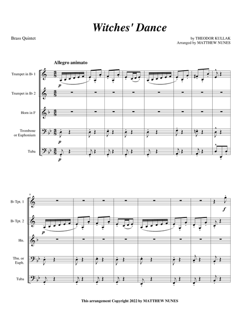 Witches' Dance (Arr. Matthew Nunes) - Theodor Kullak (Brass Ensemble)
