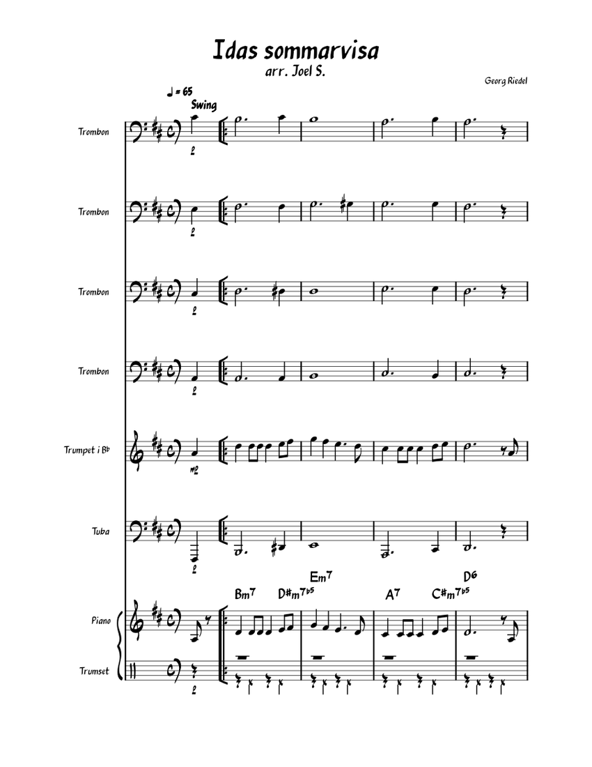 idas-sommarvisa-georg-riedel-sheet-music-with-chords-for-piano