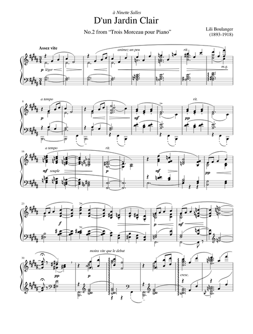 D'un Jardin Clair - Lili Boulanger